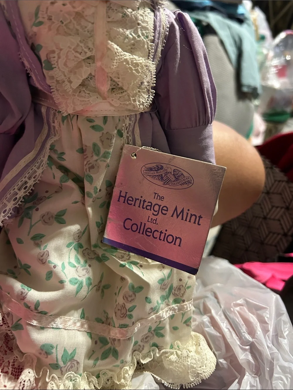 Heritage Mint Collection Lavender & Pink Victorian Poodle Costume Doll NWT